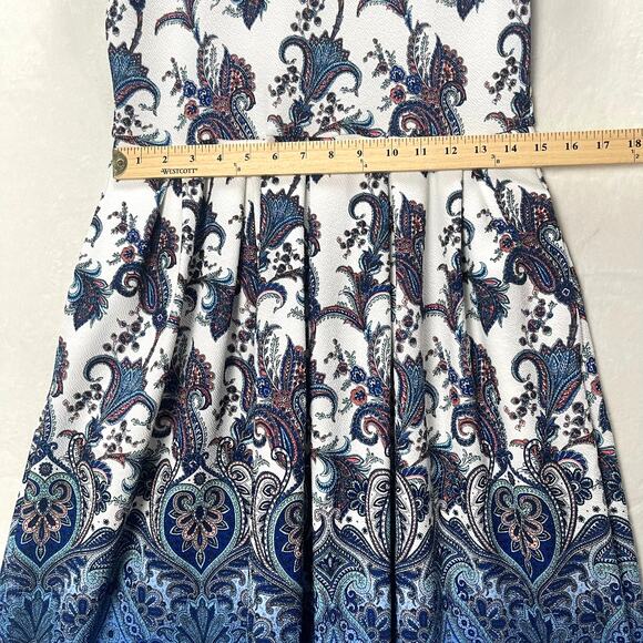 LuLaRoe Amelia Fit & Flare Stretch Dress Blue Ombre Floral Paisley Pockets Large - Picture 11 of 11